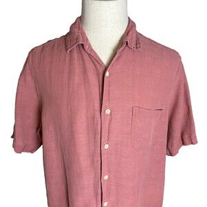 Margaritaville Men's Button Down Silk Linen Shirt, Sz XL, Dusty Rose Relaxed Fit